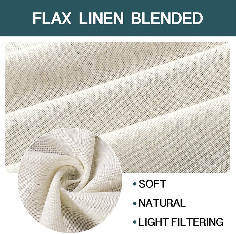 FantasDecor Ivory White Linen Sheer Curtains 96 inch Long for Bedroom Living Room Light Filtering Soft Thick Linen Textured Window Drapes Rod Pocket Burlap Look Farmhouse Decor, W52 x L96, Ivory - Image 3